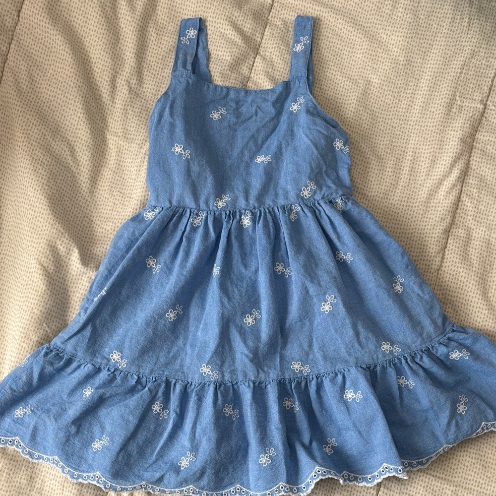 Cat & Jack Light Blue Dress with White Embroidery
